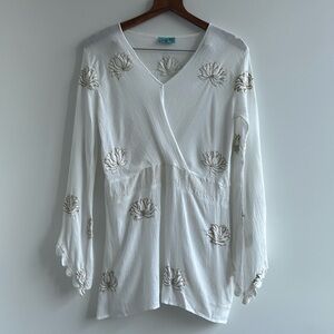 Letarte Handmade White Gold Lotus Bathing Suit Dress Cover